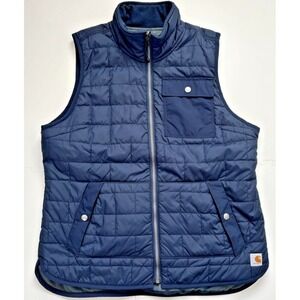 CARHARTT Vest Womens Reversible Utility Amoret Flannel-Lined- Size M (8/10) Navy